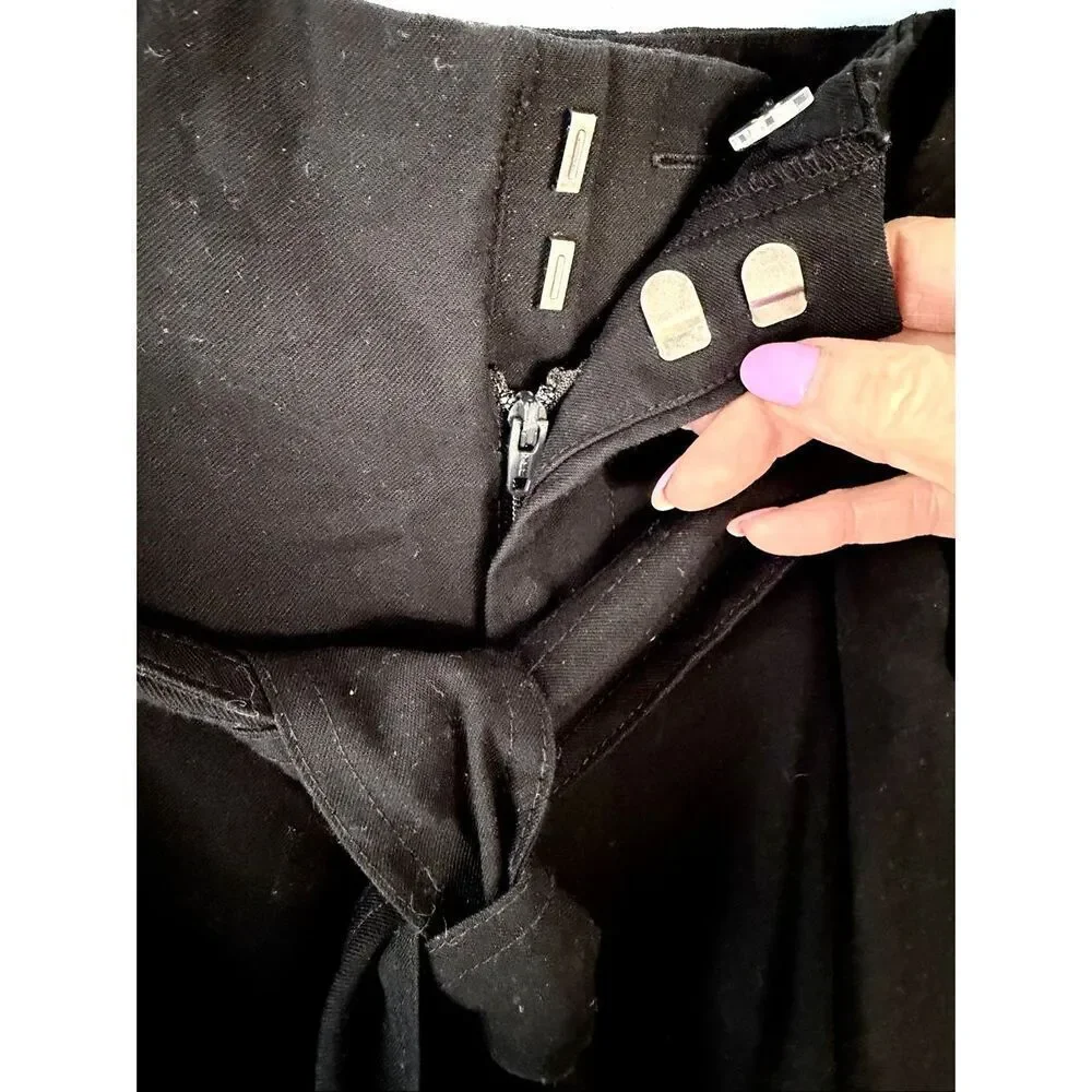 A New Day Black Paperbag Waist Shorts Size 12 High Rise Belted Pleated EUC